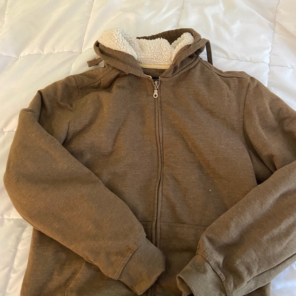 Green unisex zip up drawstring hoodie